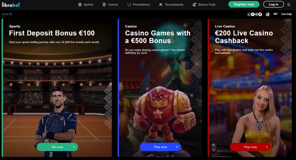 LibraBet Casino Bonuses Screenshot